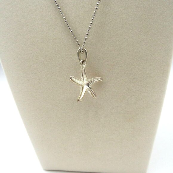 Starfish‎ Pendant Necklace Pink Crystals Silver Tone 16" Bead Chain Beach - Picture 4 of 6